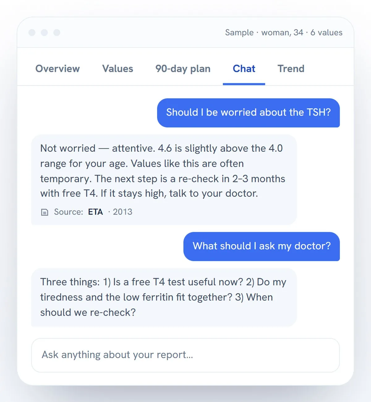 AI chat screen