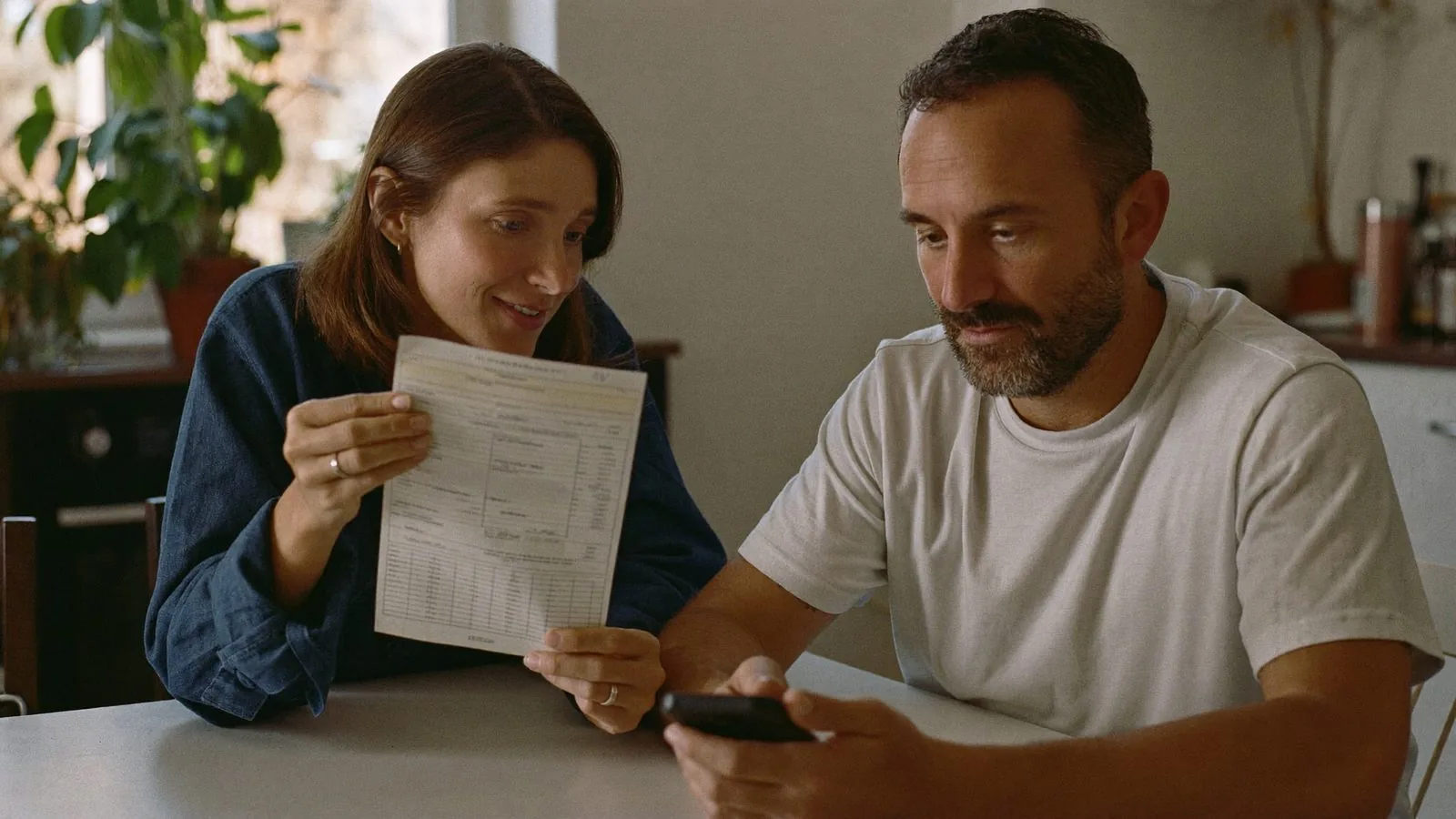 A couple reading a blood test report together